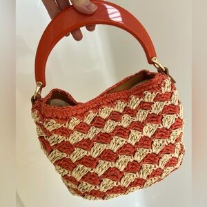 a new day Orange and Cream Woven Shoulder Bag